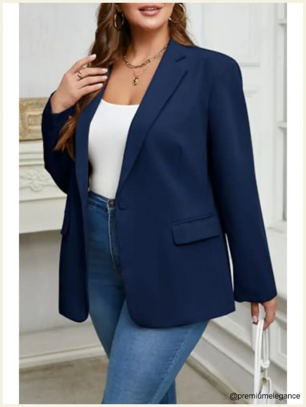 Plus Size Womens Blazer Long Sleeve Work Office Suit Jacket Open Front Pockets
